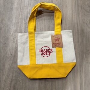 Trader Joe's Yellow Canvas Mini Tote Bag